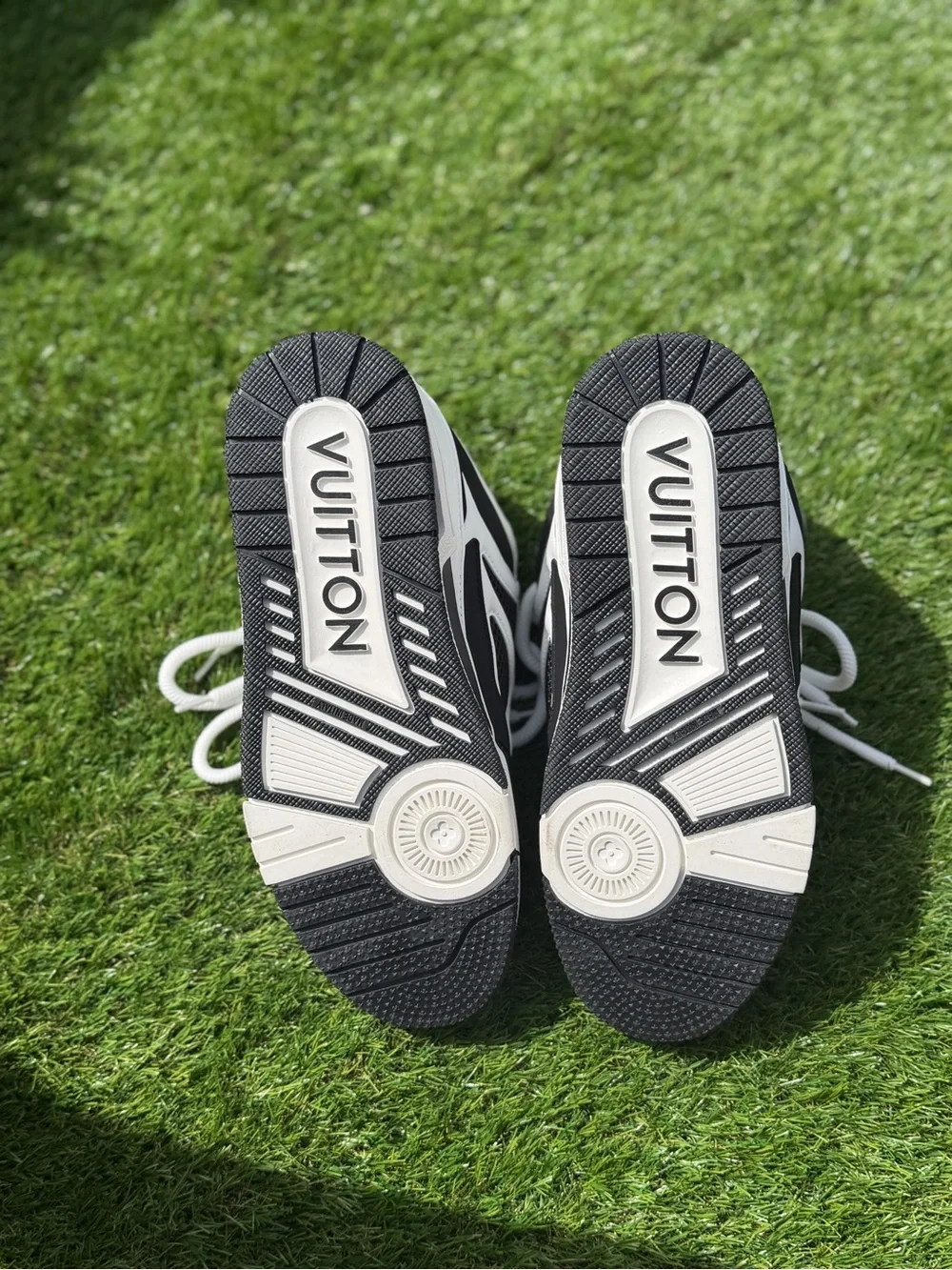 Louis Vuitton Kids Black, White & Blue Lace-Up Sneakers